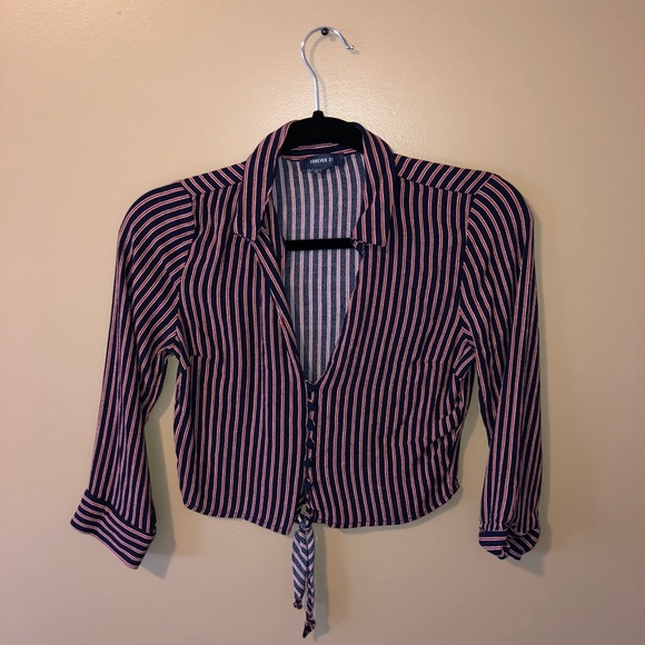 Buttoned Up Striped Crop Top - Picture 2 of 5
